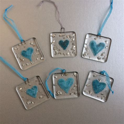 Handmade Fused Glass Heart Hanging Decoration Suncatcher Etsy Australia