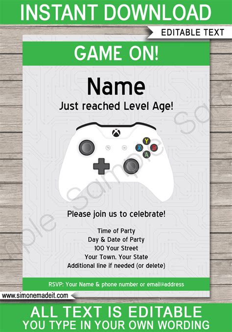 Template Free Printable Video Game Birthday Party Invitations