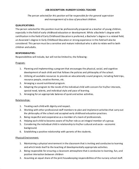 Free 12 Sample Teacher Job Description Templates In Ms Word Pdf