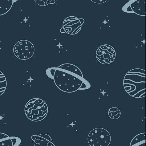 Premium Vector Hand Drawn Seamless Pattern With Planets Hand Drawn