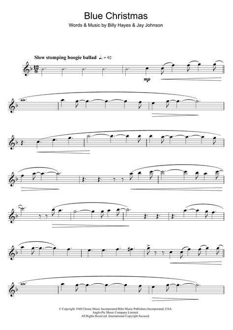 Blue Christmas Flute Solo Print Sheet Music Now