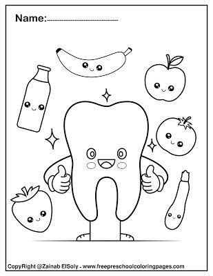 Download free Dental care cute kawaii coloring pages for kids ...