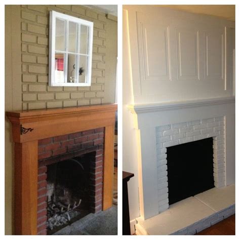 Rather than covering this fireplace surround in dark brown tiles that match the wall and the furniture in the room, the strategy here was to go for a light beige tile that highlights the fireplace and turns it into a vivid focal point for the space. Finally done with fireplace redo! Ugly old brick ...