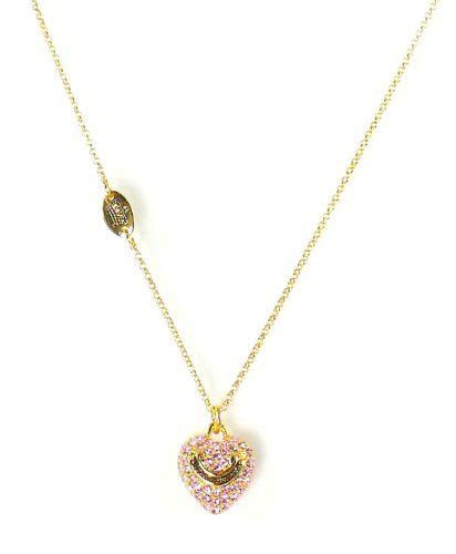 Juicy Couture Pave Puff Pink Heart Gold Necklace Gold Heart Necklace