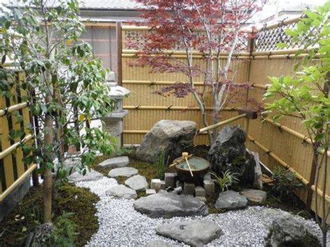 Small Japanese Gardens With Bamboo Fences And Fountain Tranquil Small