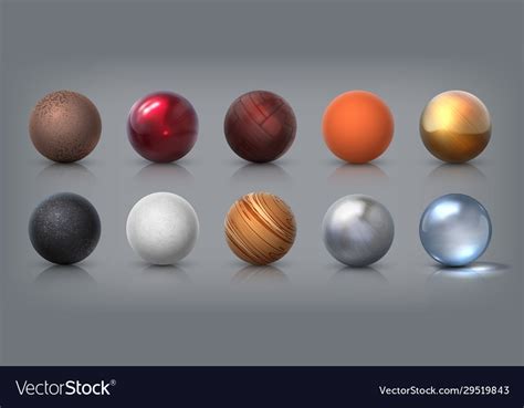 Texture Spheres 3d Realistic Balls Glass Metal Vector Image