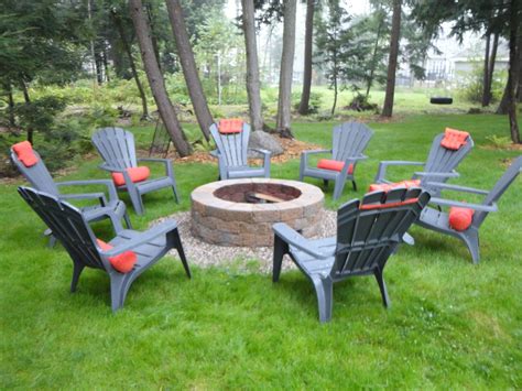 Fire Pit Area And Adirondack Chairs Stone Fire Pit Fire Pit Area Fire