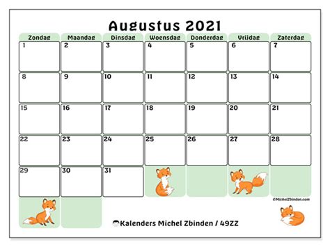 Daftar perubahan yang dimaksud adalah: Kalender augustus 2021 - 49ZZ - Michel Zbinden NL
