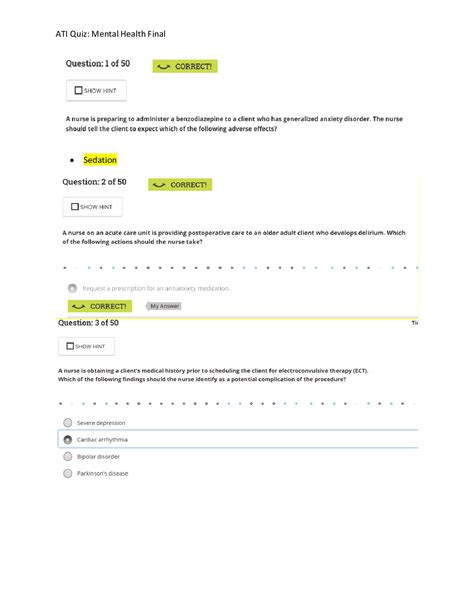 ATI Mental Health Exam 1 Questions And Answers(New, 2020)\ 100% Correct
