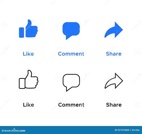 Like Comment And Share Icon Vector Of Social Media Symbols Stock