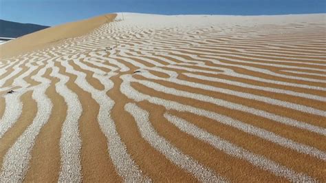 Sahara Desert Rare Snowfall Leaves Extraordinary Pattern On Sand Dunes