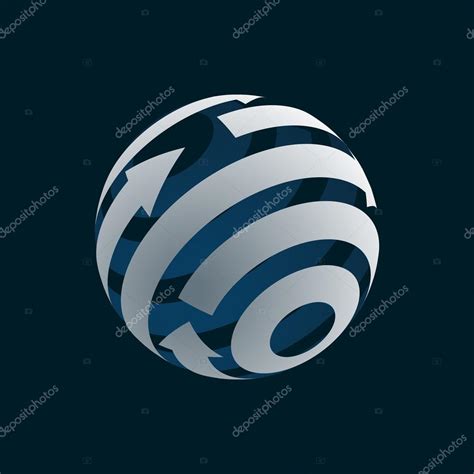 Abstract Globe Logo Element Rotating Arrows Vector Symbol Of