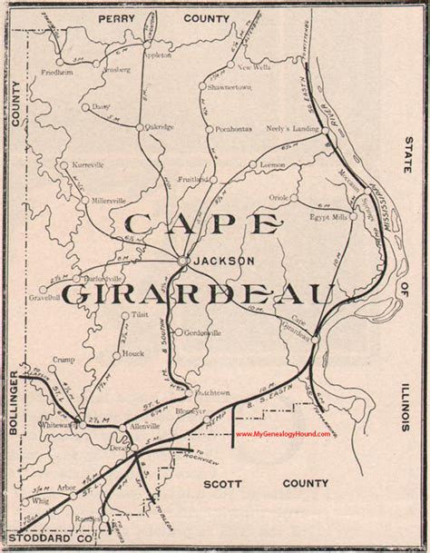 Cape Girardeau County Map Cities And Towns Map