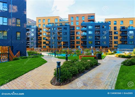 Modern New Residential Apartment House Building Complex Outdoor