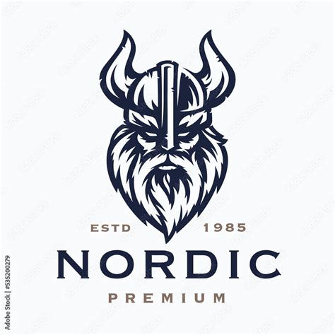Nordic Viking Logo Norse Warrior Symbol Fierce Horned Barbarian