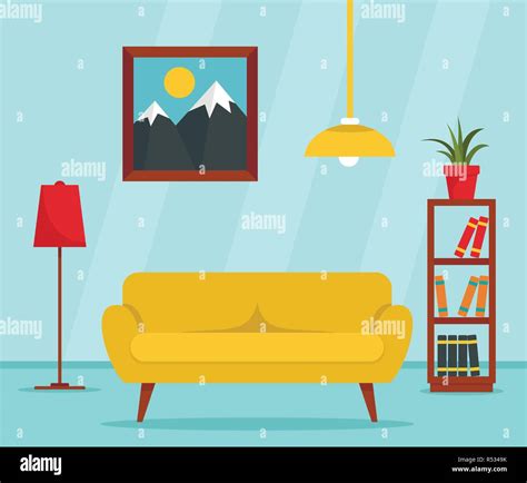 Living Room Concept Background Flat Illustration Of Living Room Vector