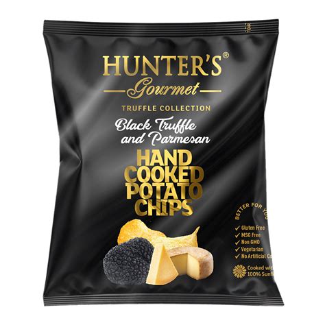 Hunters Gourmet Hand Cooked Potato Chips Black Truffle And Parmesan