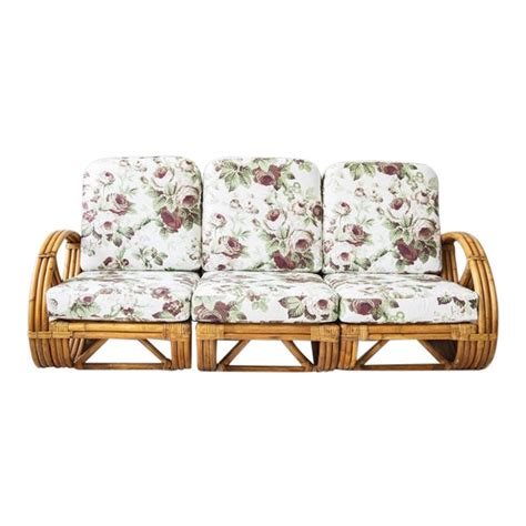 Rattan Sofa With Floral Fabric Chairish