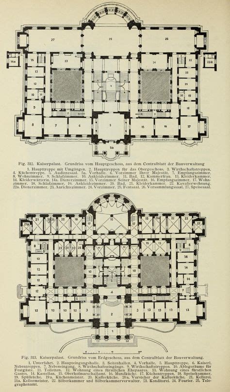 Floor Plans Of The Palace Built In Strasbourg For The German Emperor