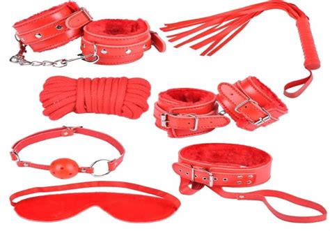 New Sex Bondage Kit Set Rope Ball Gag Furry Cuffs Whip Collar Blindfold