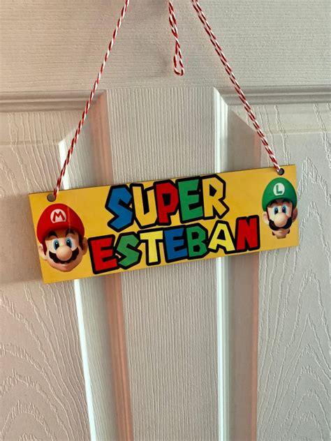 Mario Door Hanger Super Mario Room Door Sign Childs Custom Etsy