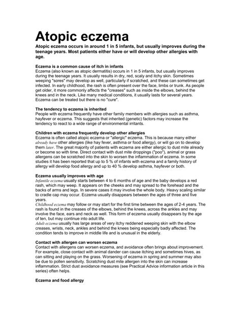 Atopic Eczema Asthma And Allergy Center