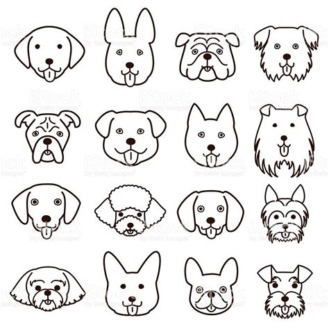 Cute Dogs Faces Line Art Set Hundekunst Hundezeichnung Gesicht