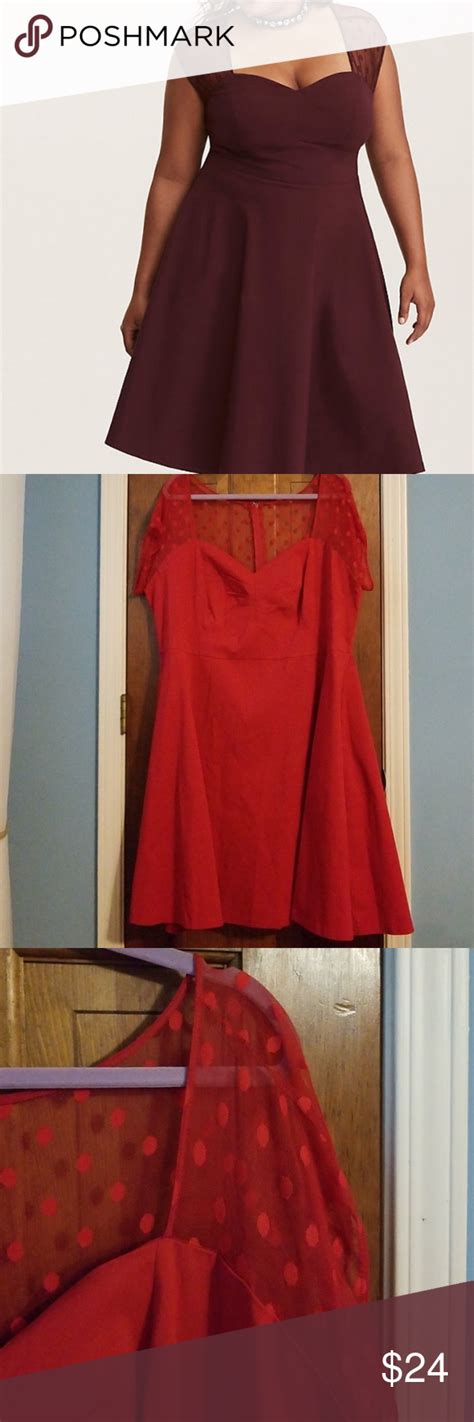 Torrid Red Polka Dot Mesh Stretch Swing Dress 24 Torrid Dresses