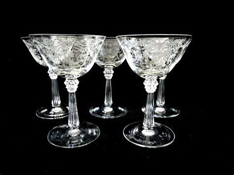 Fostoria Crystal Stemware Fostoria Romance Wine Glasses Sherry Glasses Set Of 5 Etched F