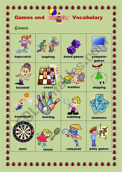 Games And Toys Vocabulary 1 Esl Worksheet By Olgaprih