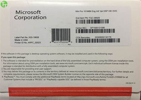 Win 10 Pro Coa License Sticker Windows 10 Pro Pack 32 Bit 64 Bit