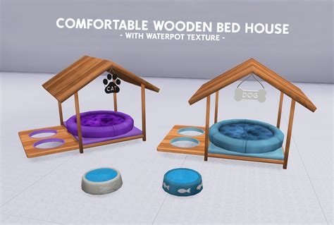 Functional Comfortable Wooden Bed House With Waterpot Texture