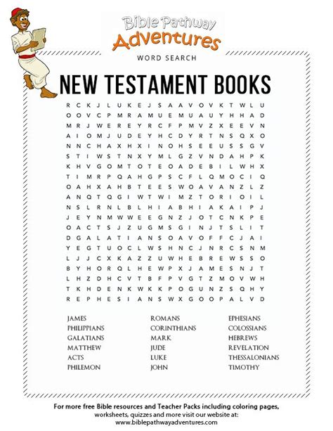 New Testament Books Of The Bible Word Search Puzzle For Kids Free