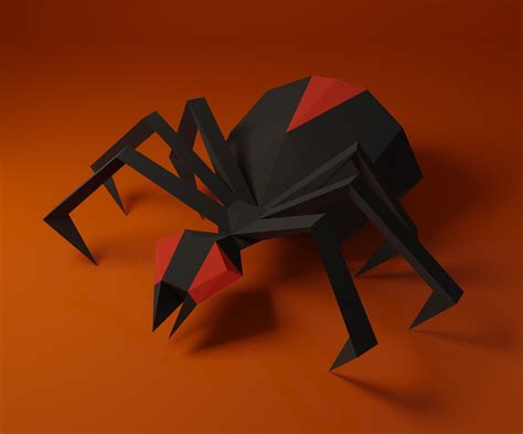 Paper Spider Black Widow Sizes 3d Papercraft Template Digital Pattern