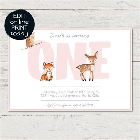 Textes d'anniversaire pour bon anniversaire. Premier anniversaire de bébé | Invitation numérique | Animaux de la forêt | Invitation ...