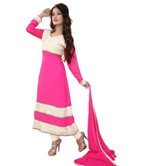 Desi Girl Pink Georgette Unstitched Dress Material Buy Desi Girl Pink