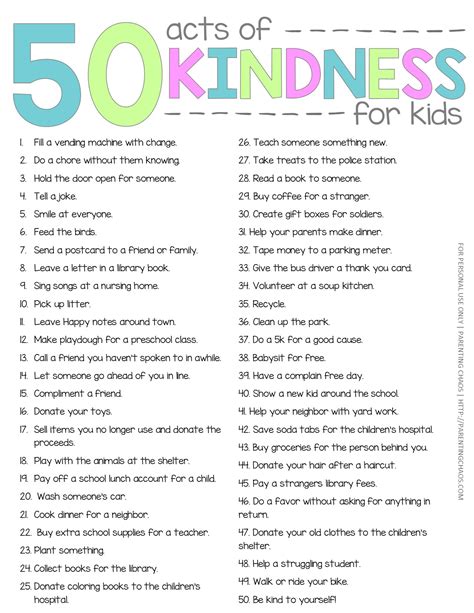 Random Acts Of Kindness Worksheet