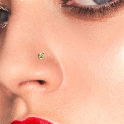 Butterfly Nose Ring 9k Gold Nose Stud Nose Bone Stud Thin Etsy