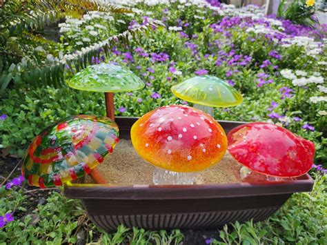 Fused Glass Mushrooms Art At The Bodega