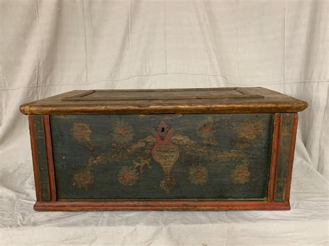 1860s Hand Painted European Pine Trunk Charles Phillips Antiques
