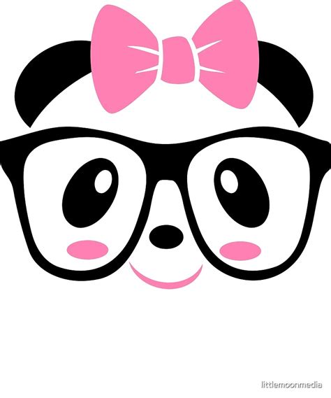 girl panda with glasses cute panda eyeglasses bow by littlemoonmedia redbubble