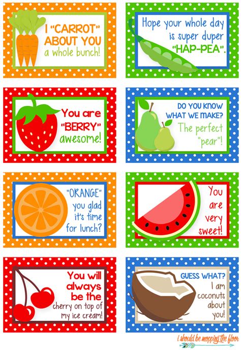 Funny Fruity Lunchbox Notes Free Printable