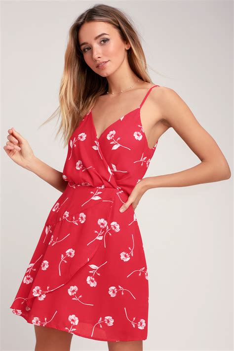 cute red dress floral print dress ruffled dress mini dress lulus