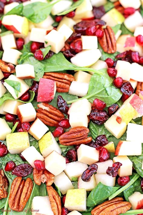 Pear Apple Pomegranate Pecan Spinach Salad Recipe Valya S Taste Of Home