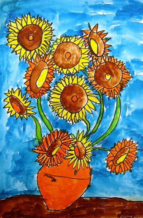 Then, children will create beautiful paintings or pastel drawings of sunflowers in a vase. Pin on Art Ideas