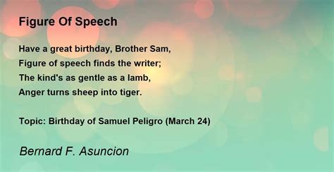 Figure Of Speech Figure Of Speech Poem By Bernard F Asuncion