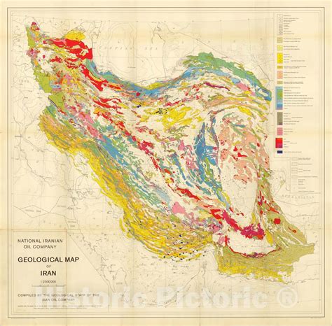 National Iranian Oil Company Geological Map Of Iran 1957 1957