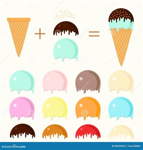 Ice Cream Scoops In Wafer Cone Vector 3d Set 127128512