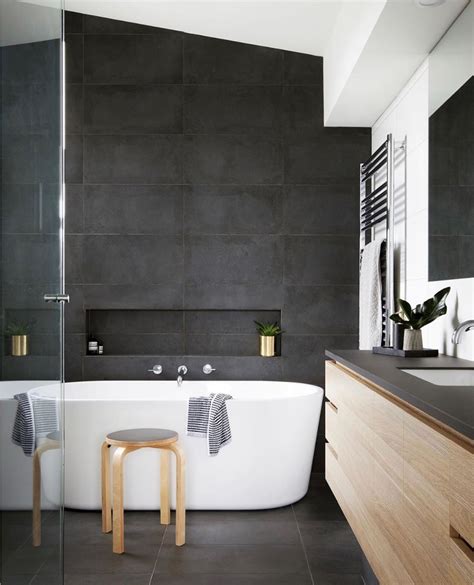 Home Beautiful On Instagram Practical And Stylish This Modern Bathroom Embraces A Moody P