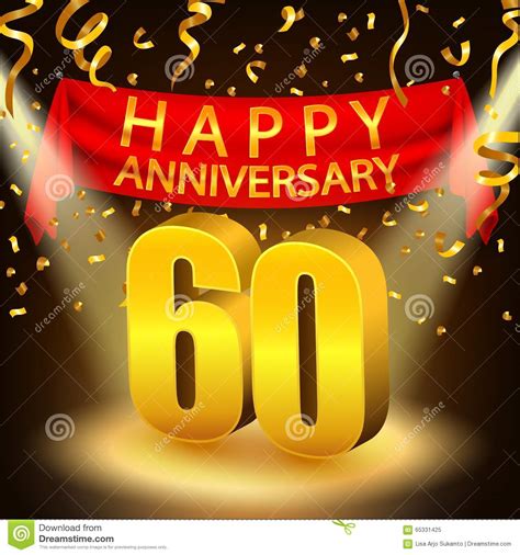 Happy 60th Anniversary Celebration With Golden Confetti And Spotlight